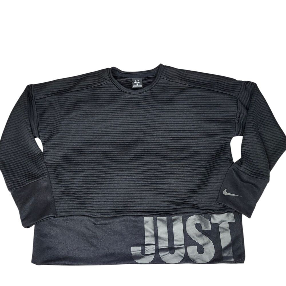 Nike Women's Dri-Fit Crew Neck Pocketed Long Sleeve Pullover‎ Sweater Black Sz M